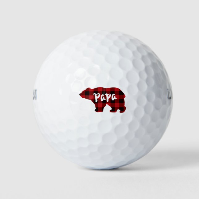 Papa Bear - Roter und schwarzer Büffel kariert Golfball (Vorderseite)