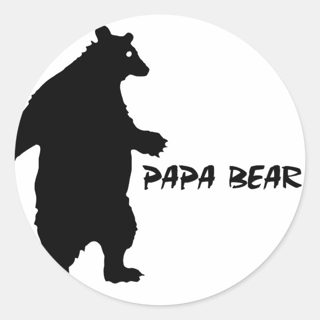 Papa Bear Runder Aufkleber (Vorderseite)