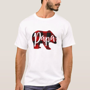 Papa Bear Rustic Red Buffalo Kariert T-Shirt