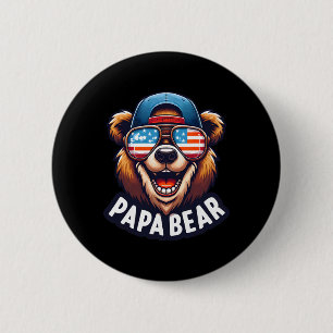 Papa Bear Shirt Vathers Day Gift US American Flag Button
