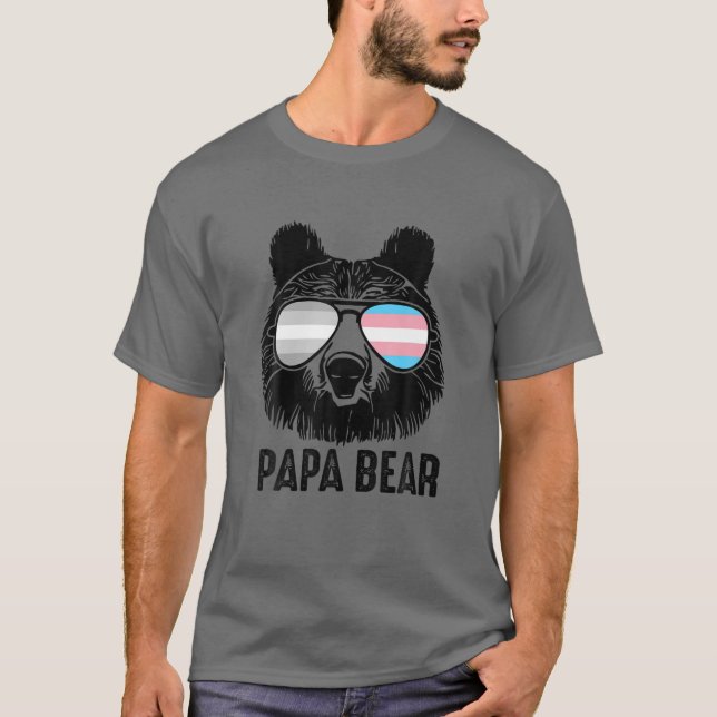 Papa Bear Tragesonne Transgender Flag Prid T-Shirt (Vorderseite)