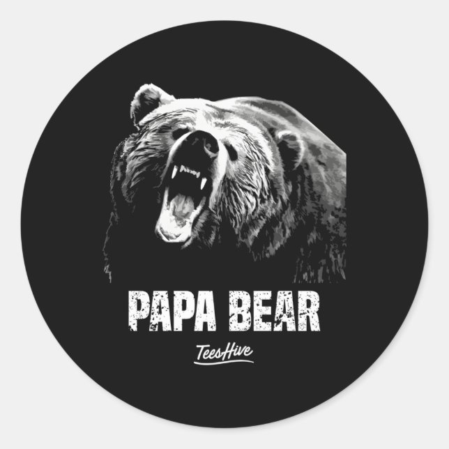 Papa Bear Vater Runder Aufkleber (Vorderseite)