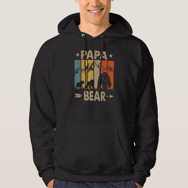 Papa Bear Vater von 2 Vätern zwei Kindern Papa Bea Hoodie (Vorderseite)