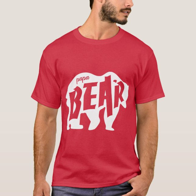 Papa Bear White Silhouette. T-Shirt (Vorderseite)