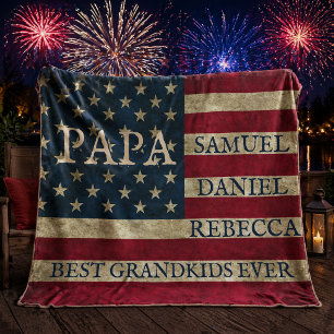 PAPA beste Enkelkinder Namen Vintage Amerikanische Fleecedecke