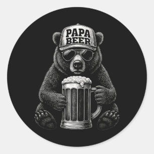 Papa Bier - Lustiger Papa-Bär Trinkhumor 2 Runder Aufkleber