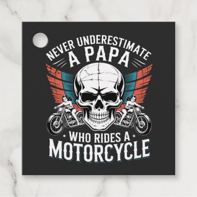 Papa Biker, der ein Motorrad fährt Geschenkanhänger (Vorderseite)