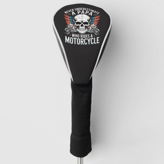 Papa Biker, der ein Motorrad fährt Golf Headcover (Vorderseite)