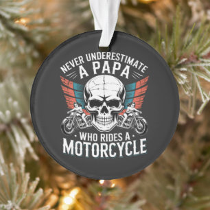 Papa Biker, der ein Motorrad fährt Ornament