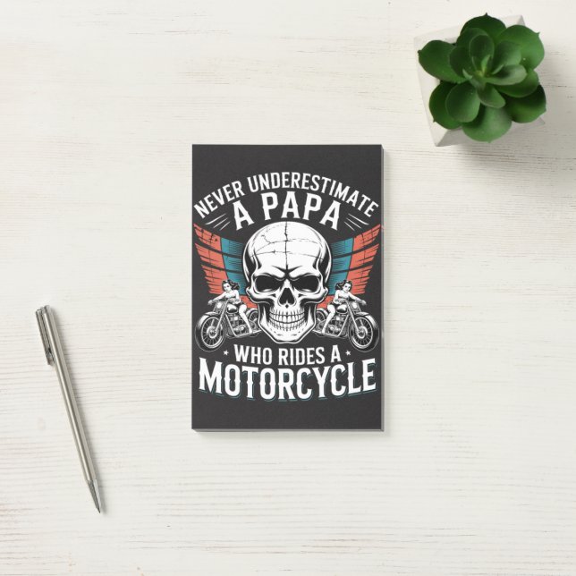 Papa Biker, der ein Motorrad fährt Post-it Klebezettel (Büro)