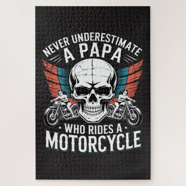 Papa Biker, der ein Motorrad fährt Puzzle (Vertikal)