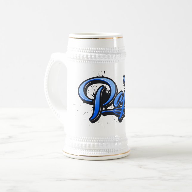 Papa blue Heart Graffiti Bierkrug Krug Bierglas (Vorderseite Links)