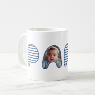 Papa Blue Stripe Blubble Letting Fotolage Kaffeetasse