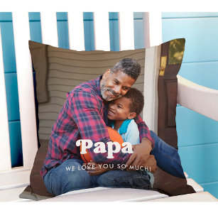 Papa   Boho Text Overlay mit zwei Fotos Kissen