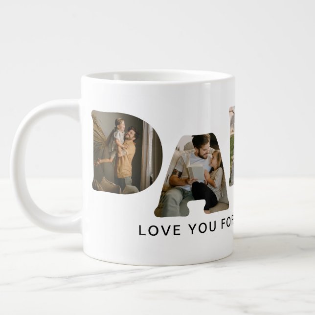PAPA-Buchstabe Fotocollage Jumbo-Tasse (Links)