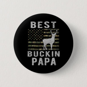 Papa Camouflage American Flag Deer Hu Button