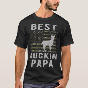 Papa Camouflage American Flag Deer Hu T-Shirt