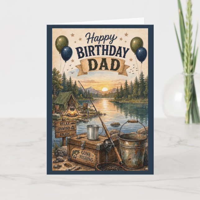 Papa Camping Geburtstag Karte (Vorderseite)