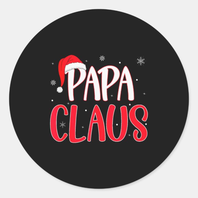 Papa Claus Christmas Family Matching Pajamas Funny Runder Aufkleber (Vorderseite)