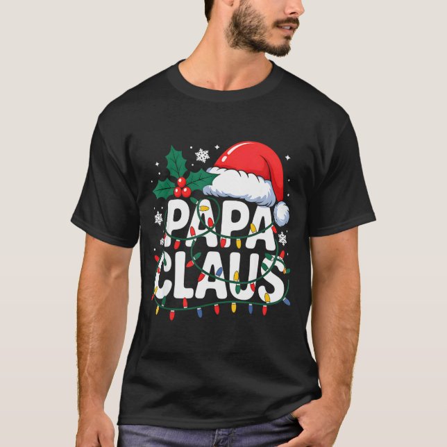 Papa Claus Christmas Lights Santa Family Matching  T-Shirt (Vorderseite)