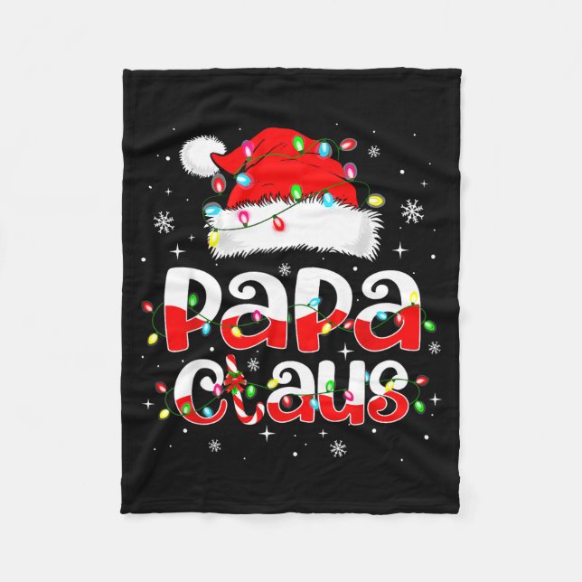 Papa Claus Funny Christmas Lights Pajama Family Ma Fleecedecke (Vorderseite)