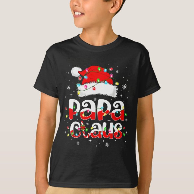 Papa Claus Funny Christmas Lights Pajama Family Ma T-Shirt (Vorderseite)