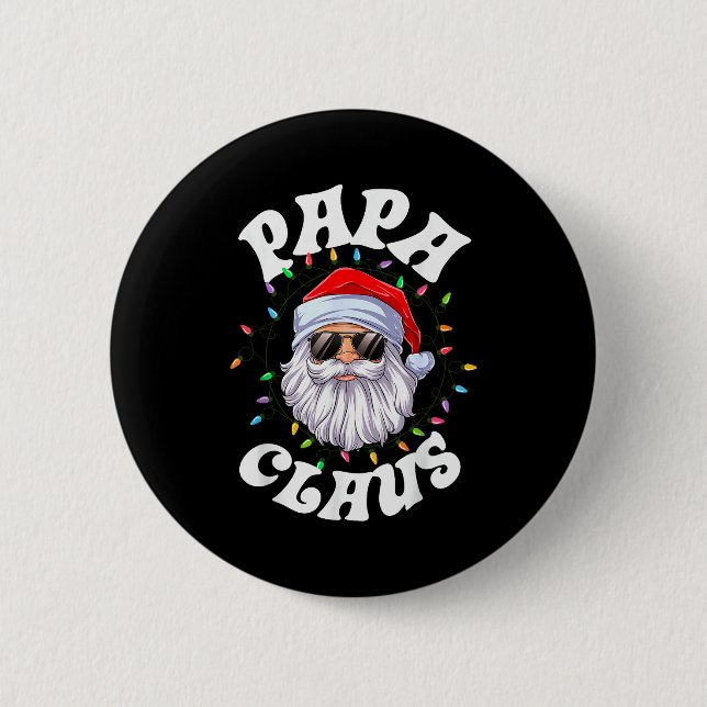 Papa Claus Santa Christmas Dad Family Matching Paj Button (Vorderseite)