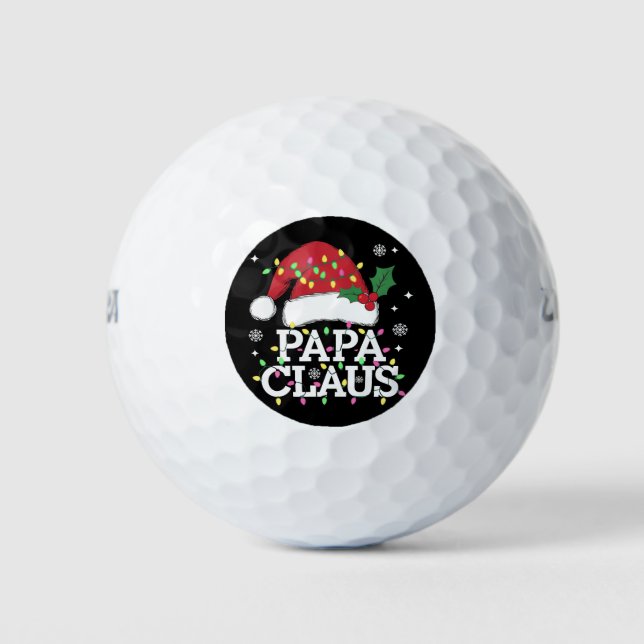 Papa Claus Weihnachts-Lichter Pajama Familie Match Golfball (Vorderseite)