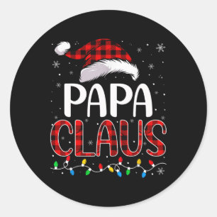 Papa Claus Weihnachtsbeleuchtung passt Familie Xma Runder Aufkleber