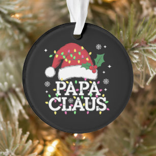 Papa Claus Weihnachtslicht-Pyjama-Familie passend Ornament