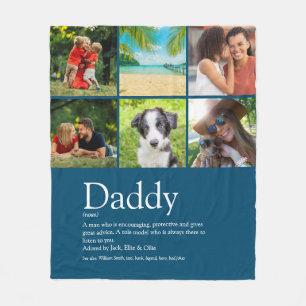 Papa, Daddy, Vater Definition 6 Foto Spaß Blau Fleecedecke