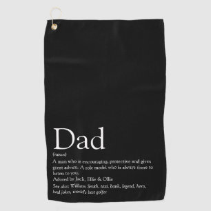 Papa, Daddy, Vater Definition Schwarz und Weiß Golfhandtuch