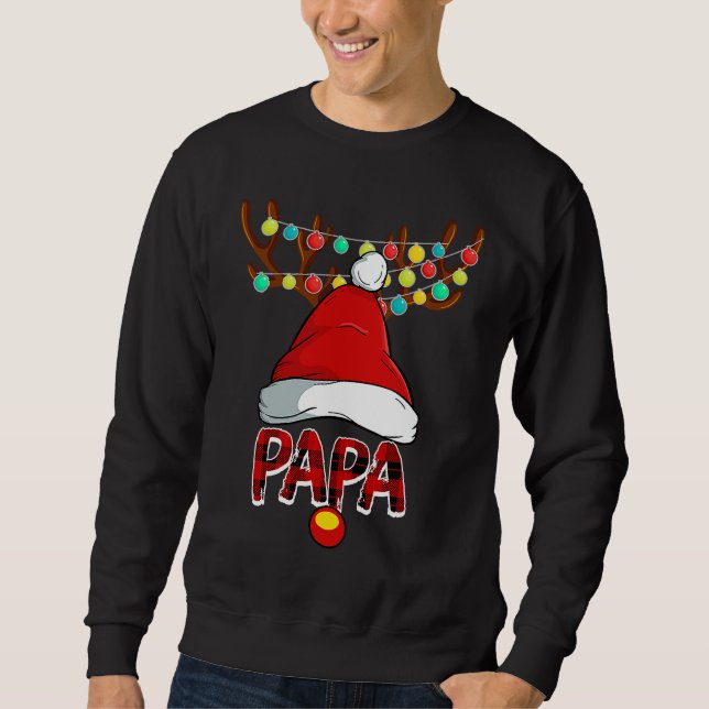 Papa Deer Matching Family Christmas Reindeer Face Sweatshirt (Vorderseite)