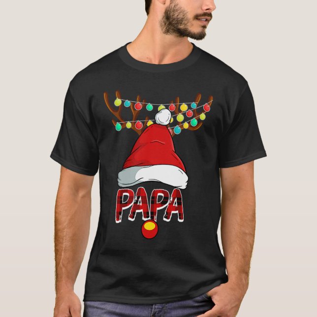 Papa Deer Matching Family Christmas Reindeer Face T-Shirt (Vorderseite)