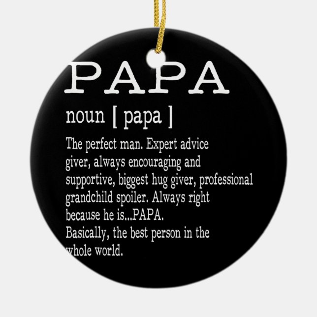 Papa Definition Großvater Vatertag Männer Keramik Ornament (Vorne)