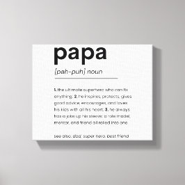 Papa Definition Poster, Geschenk für Vater, Vatert Leinwanddruck