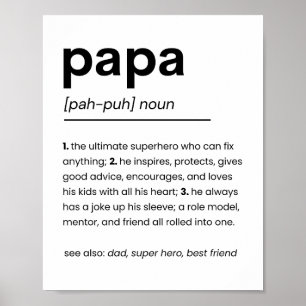 Papa Definition Poster, Geschenk für Vater, Vatert Poster