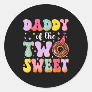 Papa der beiden Süßen zum 2. Geburtstag Donut Bday Runder Aufkleber