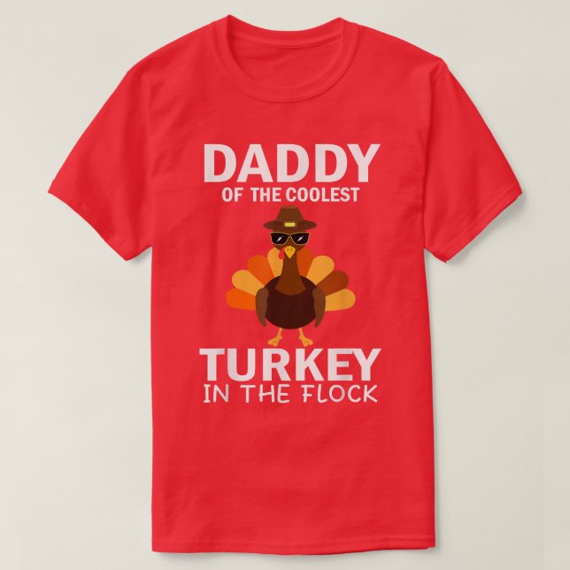 Papa der Coolsten Türkei in der Flock Thanksgiv T-Shirt (Design vorne)