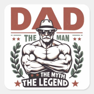Papa Der Mann Der Mythos Die Legende Vintage Super Quadratischer Aufkleber