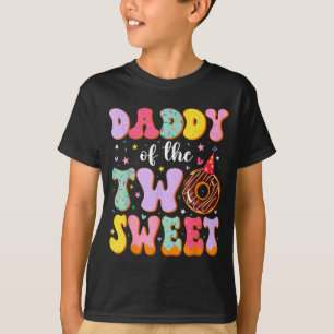 Papa der zwei süßen 2. Geburtstag Donut Bday Par T-Shirt