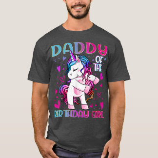 Papa des Geburtstags Girl Flossing Unicorn Vater D T-Shirt