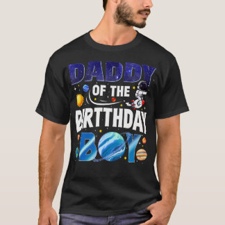 Papa des Geburtstagsjungen Astronaut Raum Planeten T-Shirt