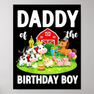 Papa des Geburtstagsjungen Bauernhof-Tier-Geburtst Poster
