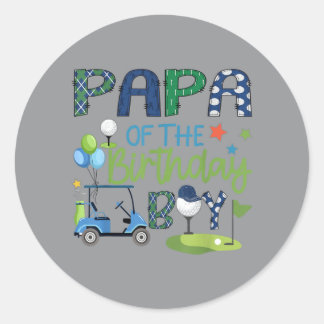 Papa des Geburtstagsjungen Hole In One Golf Sport Runder Aufkleber