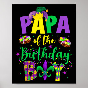 Papa des Geburtstagsjungen-Shirt Mardi Gras Daddy Poster