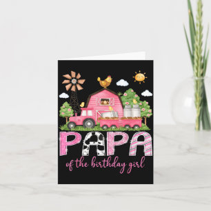 Papa des Geburtstagskindes rosa Kuh Bauernhof LKW Karte