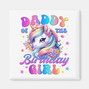 Papa des Geburtstagsmädchens Einhorn Blumen Famili Magnet