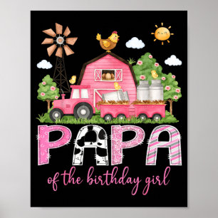 Papa des Geburtstagsmädchens rosa Kuh Bauernhof LK Poster