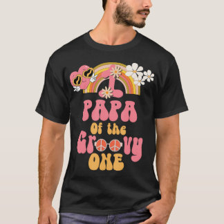 Papa des Groovy One Peace Sign Retro Geburtstags T-Shirt